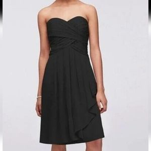 David's Bridal Strapless Crinkle Chiffon Dress